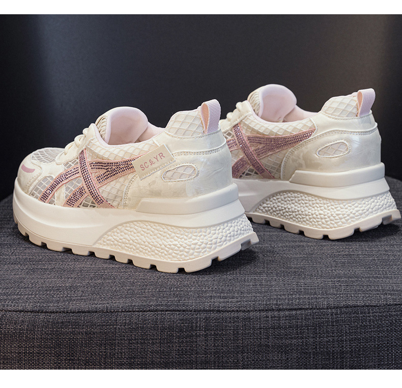 Giày sneaker nữ đế dày phong cách Hàn Quốc, thoáng khí, đế dày 3 cm — Hồng 5092, Trắng 5092 chi tiết 23