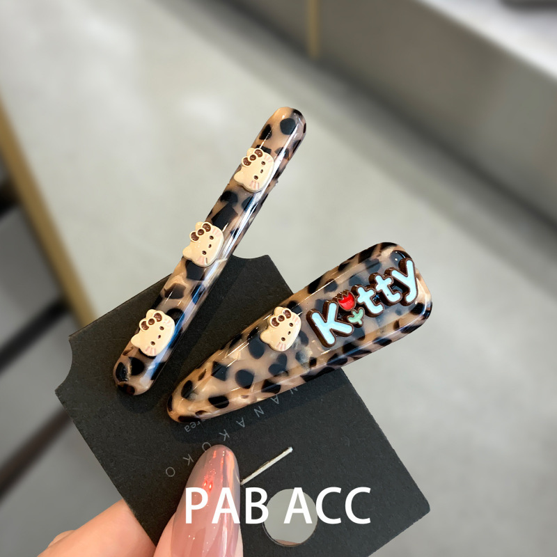复古豹纹kt猫碎发夹女边夹侧边秋冬前额刘海夹高级感一字夹子头饰|undefined