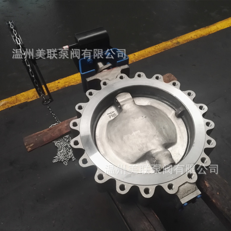 涡轮蝶阀不锈钢蝶阀兰蝶偏心对夹不锈钢零泄漏304手动法兰