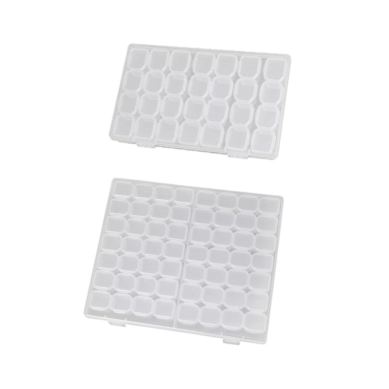 Nail decoration, detachable plastic transparent table storage box, 56 cells