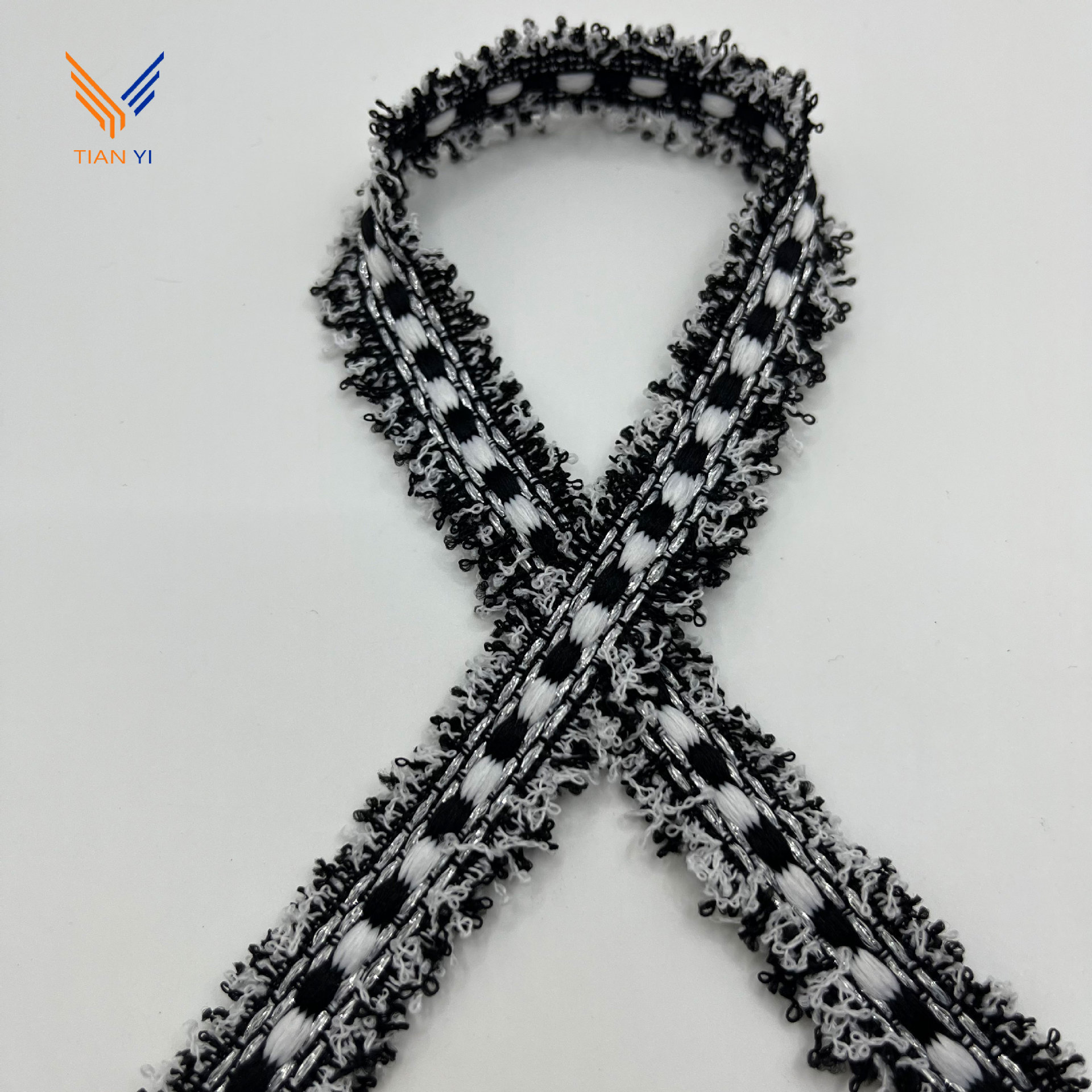 검정색 은사 8자 직조 테이프 * 1.8cm