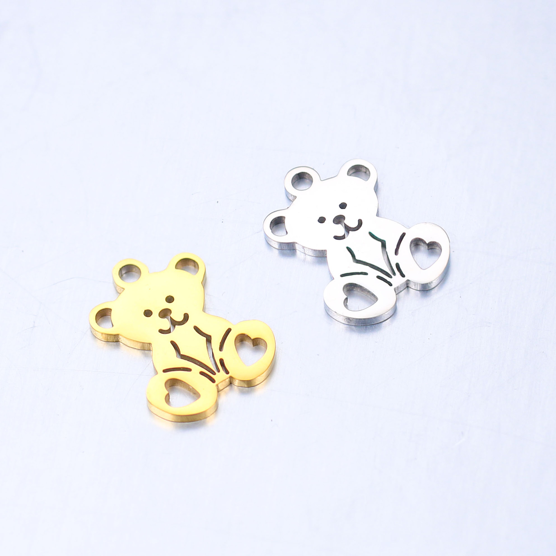 DOOYIO 5 teile/los Edelstahl Charms Hohl Bär Anhänger Kreative Tier Niedlich Für Frauen DIY Schmuck Kennzeichnung Liefert – Detail 5