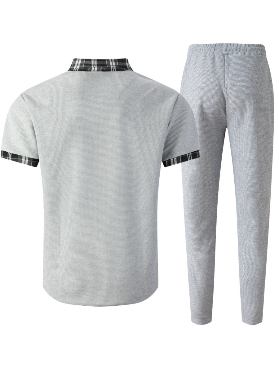 Completo uomo camicia e pantaloni in tessuto nido d'ape_voghion.com