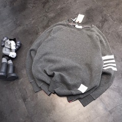 24春秋t.b華夫格色織衛衣男女同型丸襟ニット丸襟シャツ韓国版ゆるい綿衛衣