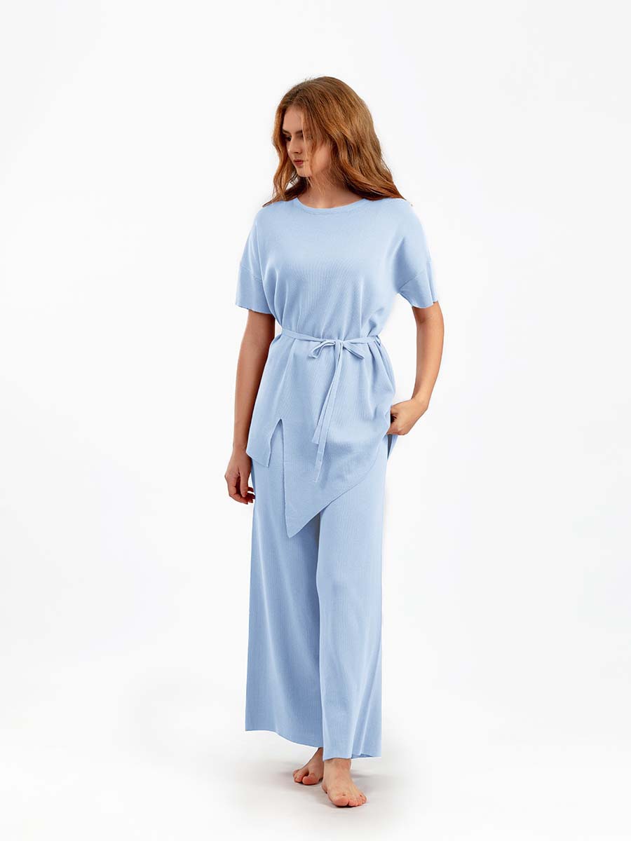 486g Weight Half Sleeve Sleeve Length Viscose fiber Fabric Type Pant Co-ord Set Sets Type 2 Pieces Set Quantity Holiday, Daily Occasion Round Neck Neckline Slim Fit Type Solid Color Pattern Summer, Spring Season Women's Gender Elegant, Streetwear Style Holiday Daily Women's Elegant Streetwear Solid Color Viscose Fiber Pant Co-ord Set Pants Sets 无