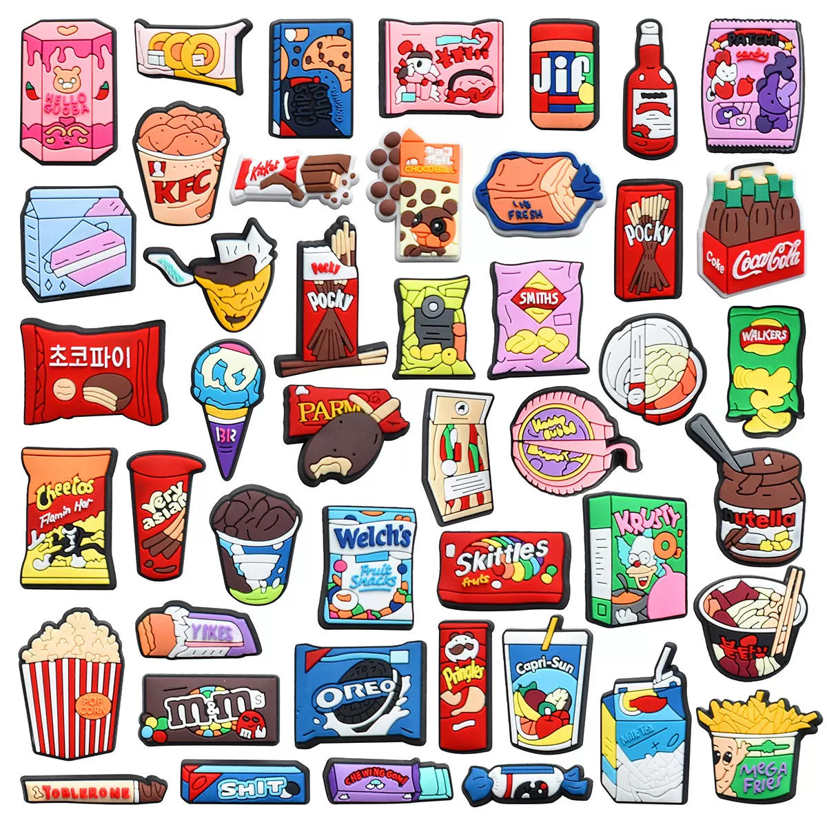 跨境新款儿童洞洞鞋配饰零食卡通可爱鞋扣装饰可拆卸pvc软胶鞋花