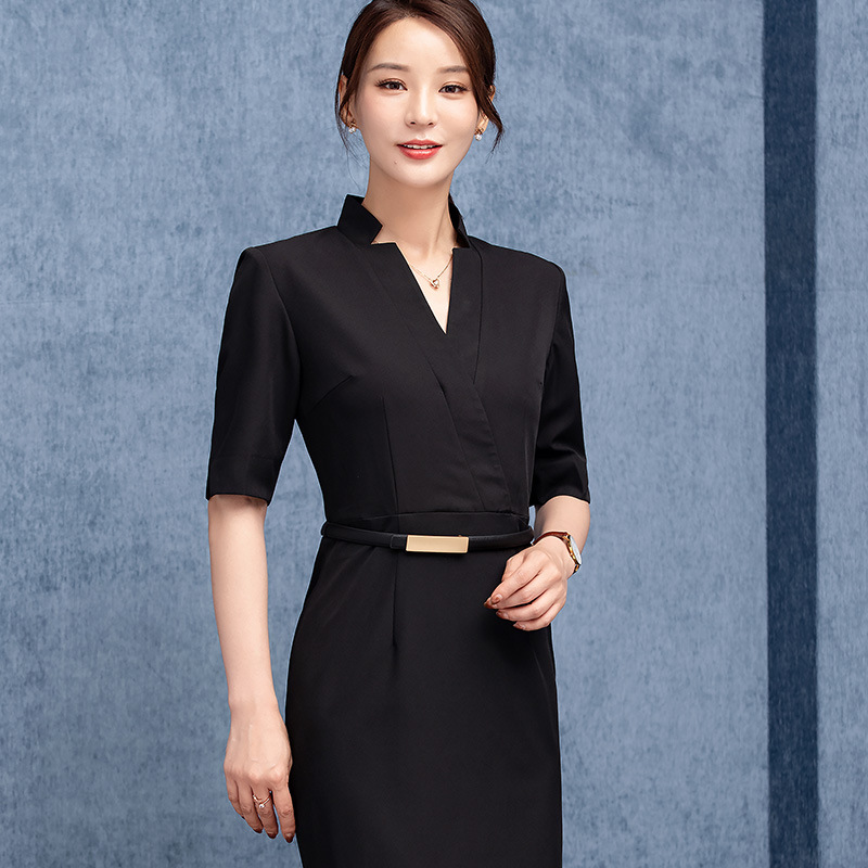 Black Suit Dress Women's Summer New Mid-length Workplace Short-sleeved Skirt