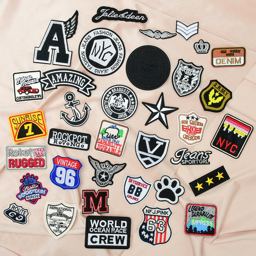 Computerized Embroidered High-Quality Badge English Letter Fabric Backing Adhesive Patch Repair Patch Clothing Accessory Embroidery Label