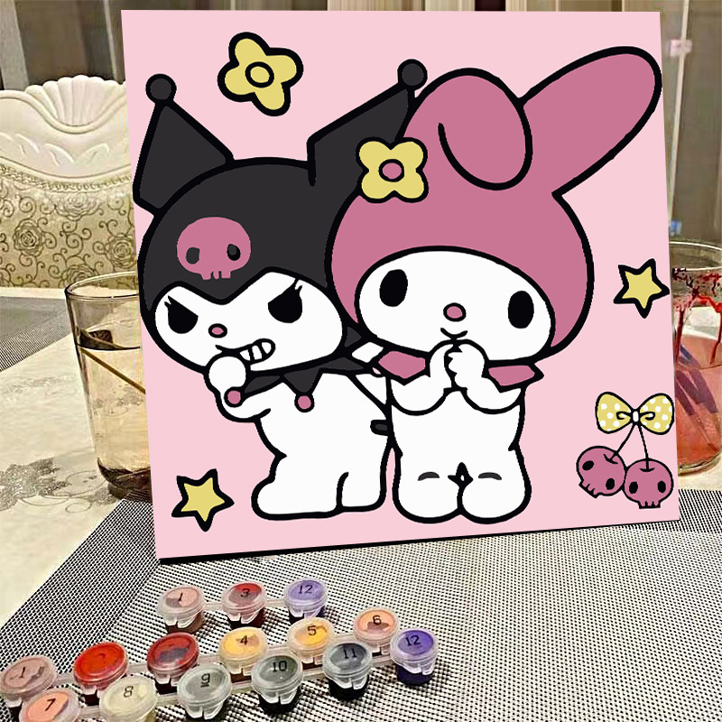 デジタル油絵diyの塗り絵の子供は漫画のアニメを埋めて色を塗ります。|undefined