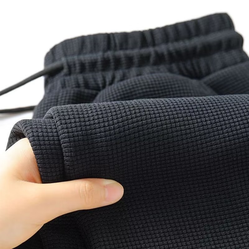 Loose Straight Pants Waffles Casual Pants Men's Drawstring Loose Waist Men's Pants Solid Color Multi-color Available for Men Loose Straight Pants Waffles Casual Pants Men's Drawstring Loose Waist Men's Pants Solid Color Multi-color Available for Men