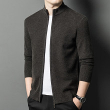 2025冬季含羊毛男中年加厚保暖时尚潮流宽松休闲外套针织开衫男