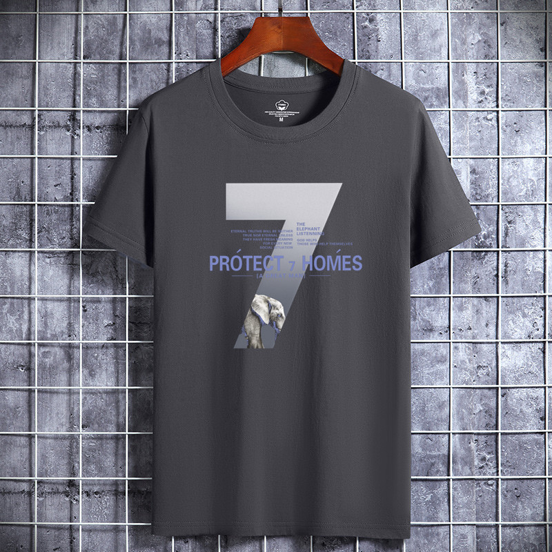 Camiseta de manga corta para hombres de verano nuevo cuello redondo de algodón de moda más tamaño de los hombres de Hong Kong estilo estudiante top de fondo entrega de media manga