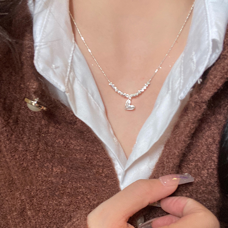 Exquisite Silver Fragment Heart Necklace For Women, Light Niche Design, Fashionable Ins Style, Sweet Temperament_voghion.com