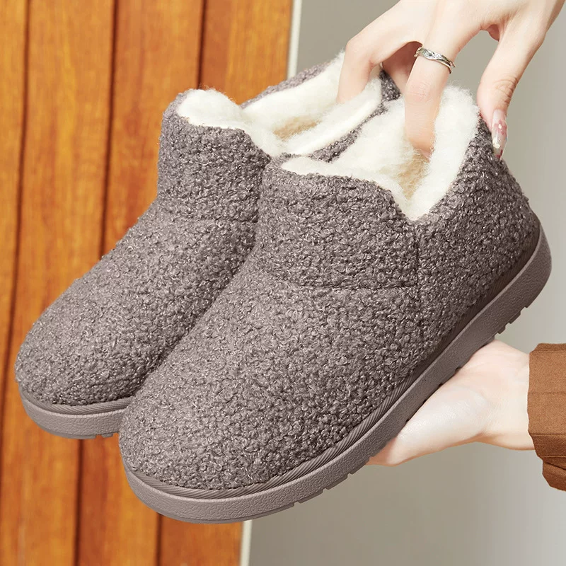 Женские зимние ankle boots, плюшевая искусственная пуховая подкладка, фактурный букле верх, нескользящая подошва, размеры 36–41