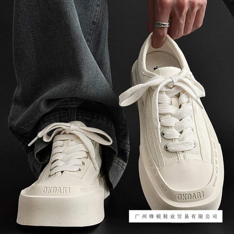 Meng Ziyi's Same Style Square-Toe Niche Canvas Shoes for Men 2025 Summer New Style Breathable and Versatile Casual Thick-Soled Sneakers for Women