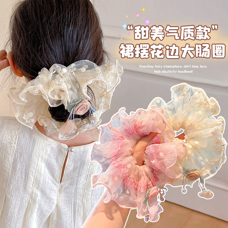 女の子のピンクのレースの花のヘアバンド子供の後頭部のヘアスタイル雰囲気ヘッドバンド少女のヘアロープヘッドフラワー|undefined