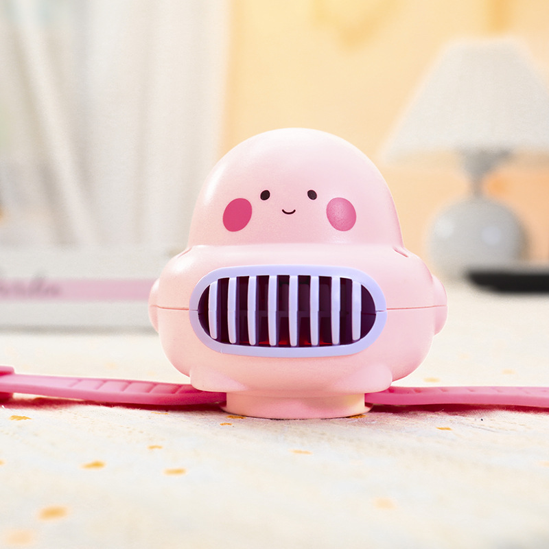 卡通萌寵無葉腕錶小風扇 學生兒童禮品可愛三檔調節USB充電小風扇