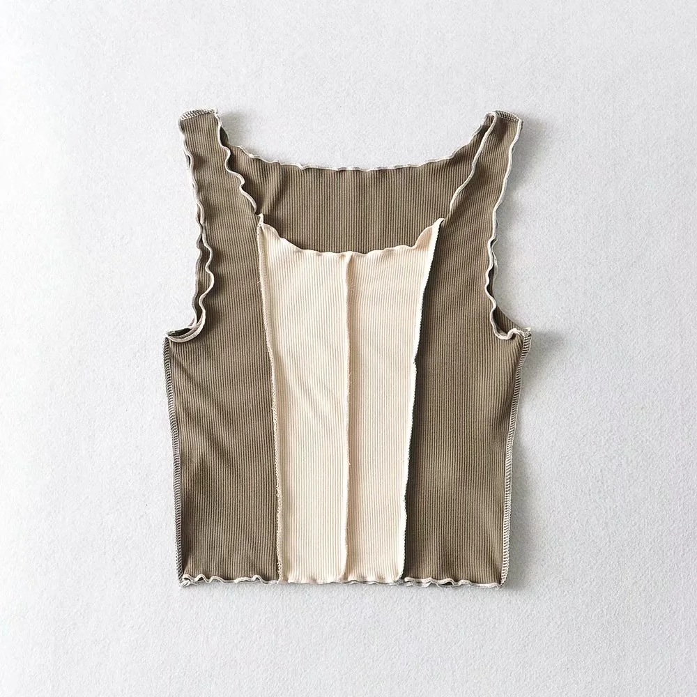 contrast color stitching elastic sling vest  NSHS46609