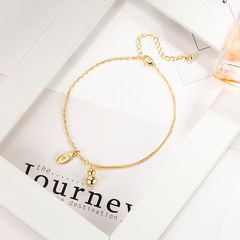 2022 new summer 18K gold-plated gourd anklet for women, high-end niche, light luxury, high-end design, retro