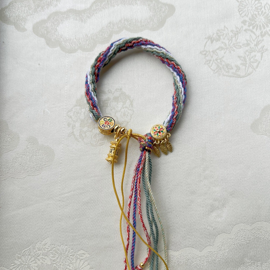 Mano tejida estilo Xizango mano cuerda zachilam mano cuerda verde madre cinco maestro thangka pulsera Xizanga mano cuerda regalo femenino