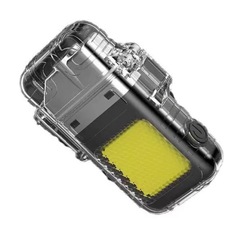 国境を越えた多機能キーホルダーライトアーク充電式ライターポータブルワークライト強力な光懐中電灯シガーライター付き