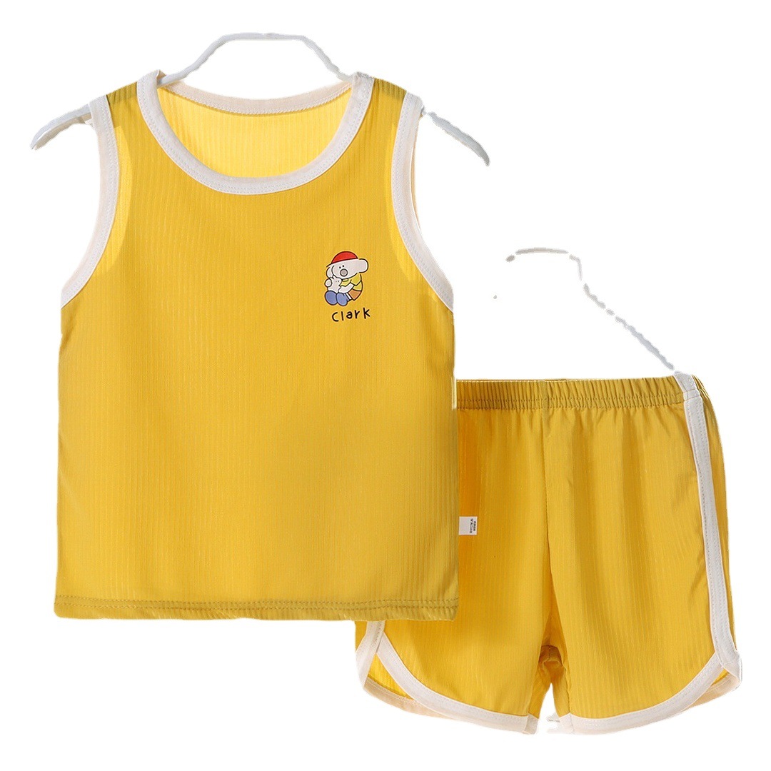 Nuevo traje de chaleco de ropa de secado rápido para niños ropa de seda de hielo de verano niños y niñas de dos piezas fábrica de ropa para niños al por mayor