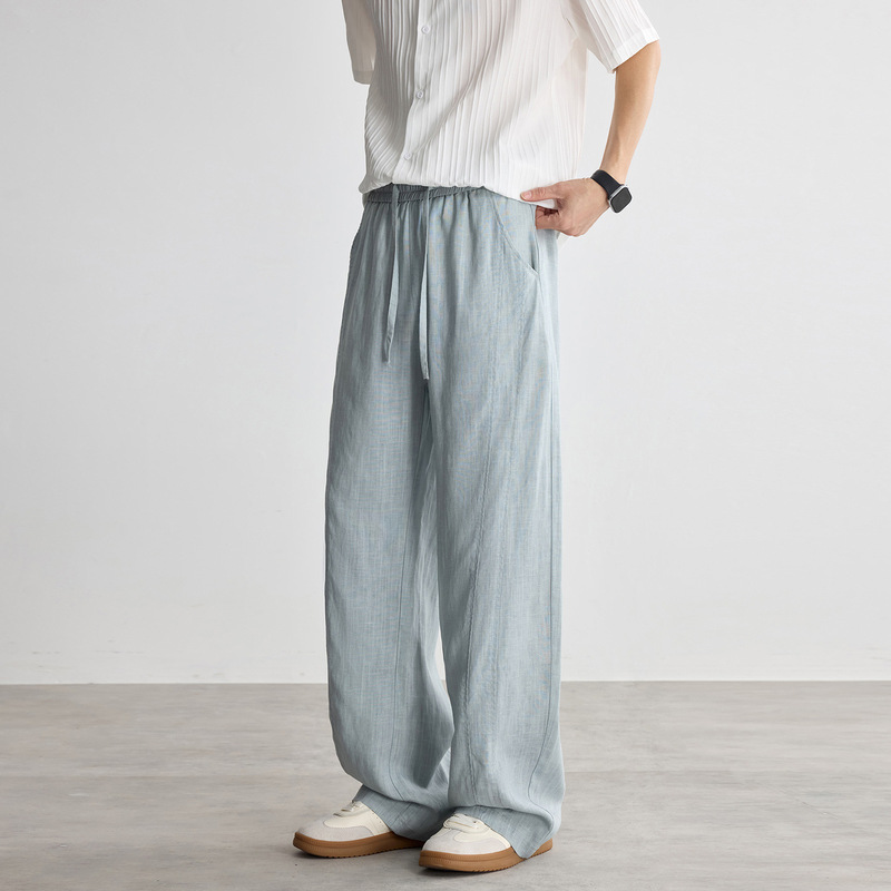 Cross-Border Men's Drapey Summer Thin Pants New Style Lyocell Linen Soft Breathable Slim Fit Long Pants for Men Cross-Border Men's Drapey Summer Thin Pants New Style Lyocell Linen Soft Breathable Slim Fit Long Pants for Men