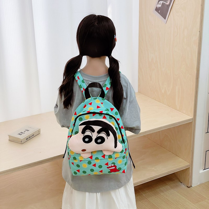 新しいかわいいクレヨンしんちゃん人形バッグかわいいバックパック大きな頭漫画小学生多用途子供のスクールバッグ|undefined