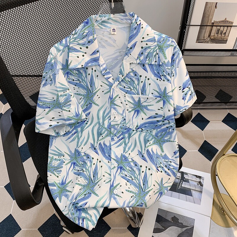 Pastoral Plant Floral Cuban Collar Short-Sleeved Floral Shirt for Men and Women 2025 Hawaiian Japanese Style Retro Hong Kong Style