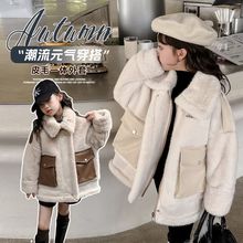 女童冬季加厚外套新款中大童儿童皮毛一体仿皮草毛毛衣上衣秋冬装