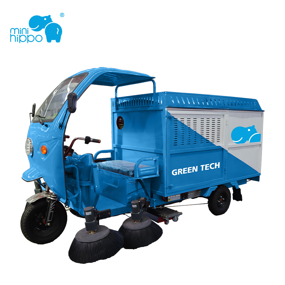 小河马电动树叶收集车多动能道路环卫清扫车驾驶式四刷落叶收集车
