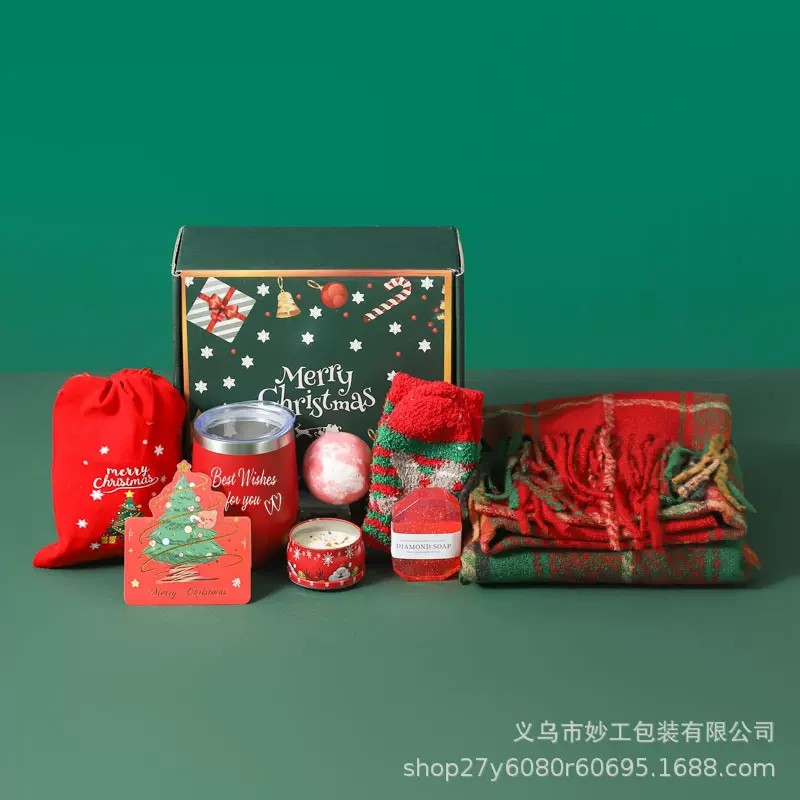 圣诞节礼品套装 围巾杯子沐浴礼盒Merr Christmas跨年节日礼品