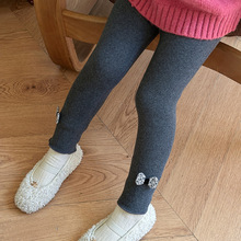 咘米儿秋冬加绒加厚打底裤儿童宝宝纯棉外穿韩版女童一体裤羊羔绒