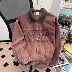 厂家直销日系多口袋撞色翻领底特律工装夹克男复古宽松百搭外套潮