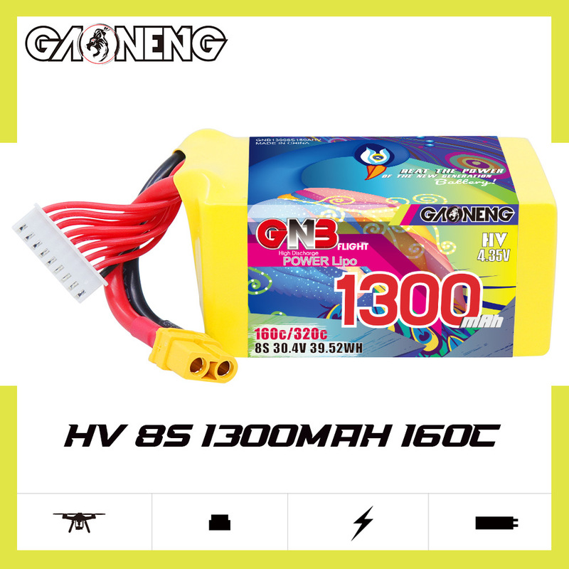 Gnb High Energy 1300Mah 8S 30.4V 160C Helicopter Aircraft Model Fpv Lightweight Flower Flying Lithium Battery Hv