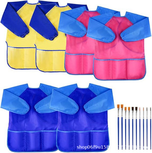 Children's Painting Apron Waterproof Art Smock for Ages 3-8, Long-Sleeved for Watercolor