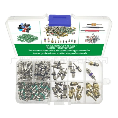 134Pcs Car Air Conditioning Valve Core Box Set R12 R134A Refrigeration Repair Tool Kit 1/4" 5/16"