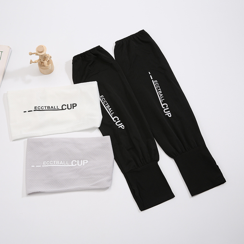 Summer thin letter ice silk sleeves loose large size sun protection outdoor driving solid color sleeves arm sleeves men's fashion