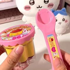 果冻草莓布丁大学生玩具女孩子小小食物喂食玩具露布丁摆件品勺子