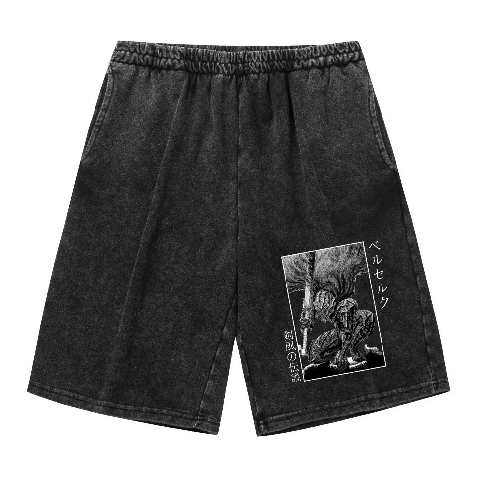 Винтажные хлопковые шорты washed (Jianfeng), чёрный винтаж, с эластичным поясом, XS–XXL