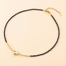 简约气质小众设计ins风铜爱心金珠水晶手工串珠项链锁骨链