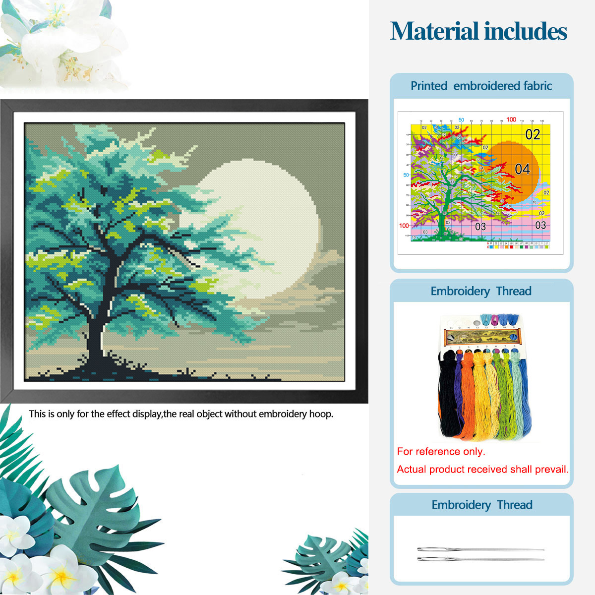 Impresión transfronteriza de bordado cruzado pequeño conjunto de árboles de luna llena paisaje minimalista principiante bordado cruzado diy mano image 6
