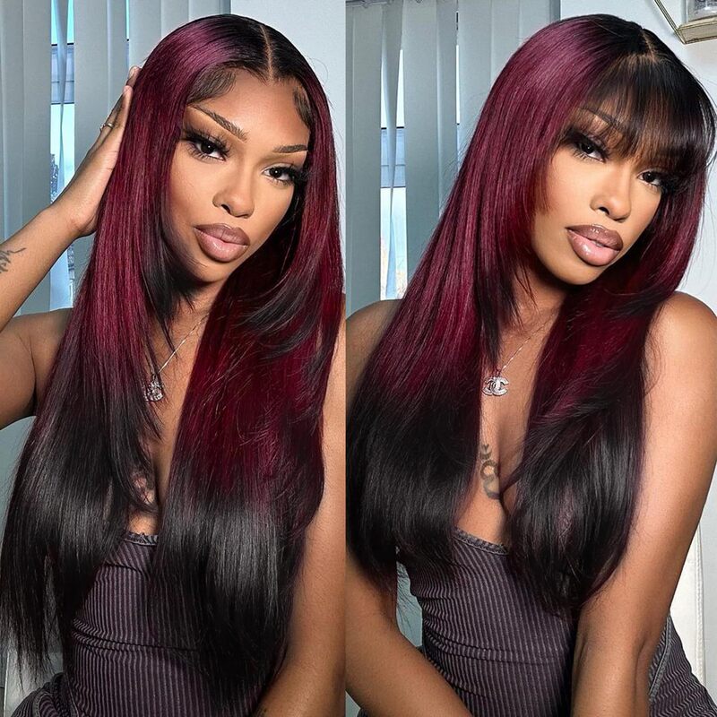 Foreign trade is divided into finishing layers T-shaped large lace layered long straight hair lace wigs women's wig headgear factory