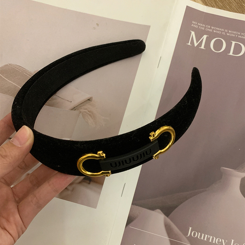 Chanel estilo retro simple flor negro diadema de viaje accesorios para el cabello de la diadema de moda elegante para mujer del todo fósforo de las mujeres