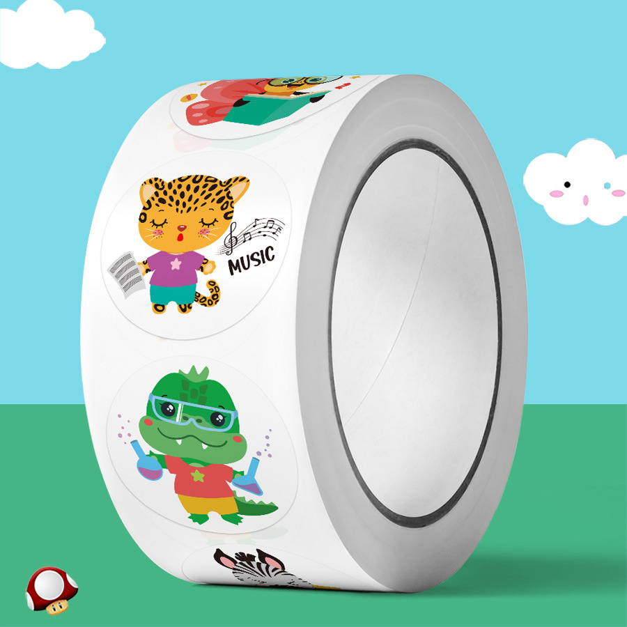 1卷500贴卡哇伊动物学习奖励贴纸2.5cm/1.0in Diy手机平板冰箱装