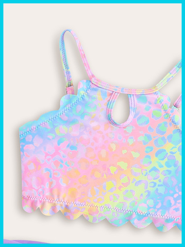 Three-piece children's swimsuit wholesale cross-border foreign trade bright face colorful printed halter vest split swimsuit women