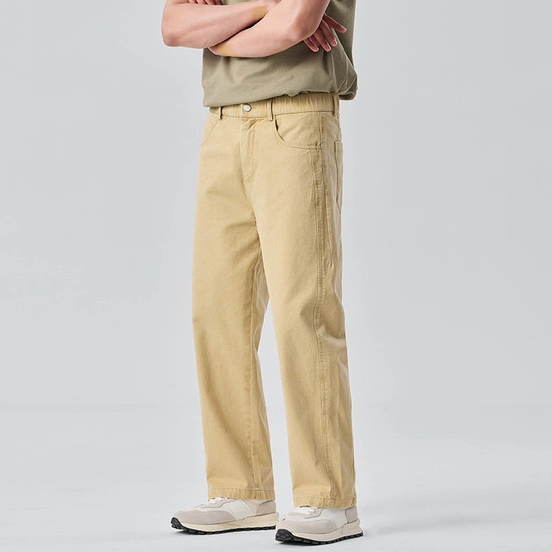 Хлопковые повседневные брюки в американском стиле, винтажные широкие прямые брюки для молодых мужчин, осенние брюки для повседневной носки 2025 года.