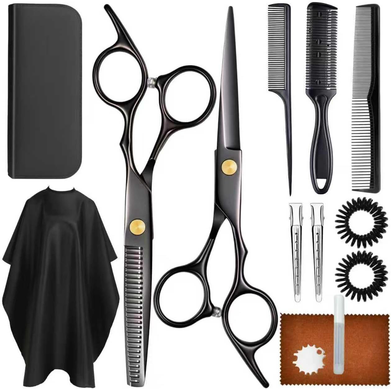 Tijeras de peluquería de acero inoxidable, juego de 12 piezas, kit profesional de peluquería para cortar flequillo y entresacar