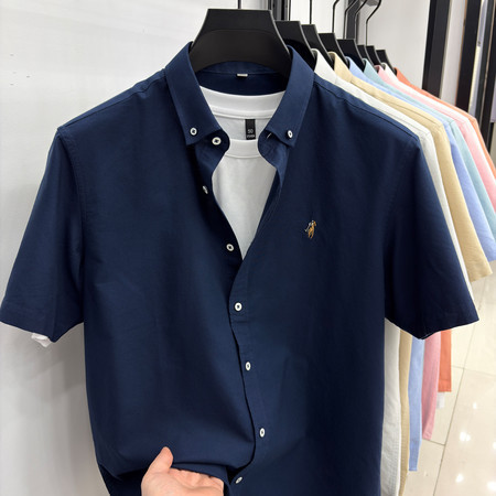 Brand Clearance Summer Pure Cotton Men's Shirts with Exquisite Embroidery, High-Quality Fashionable Short-Sleeve Shirts for Men Wholesale Brand Clearance Summer Pure Cotton Men's Shirts with Exquisite Embroidery, High-Quality Fashionable Short-Sleeve Shirts for Men Wholesale