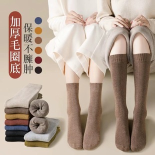 Socks women's mid-barrel autumn and winter cotton slimming calf socks trendy ins thickened outerwear slimming cotton terry socks wholesale